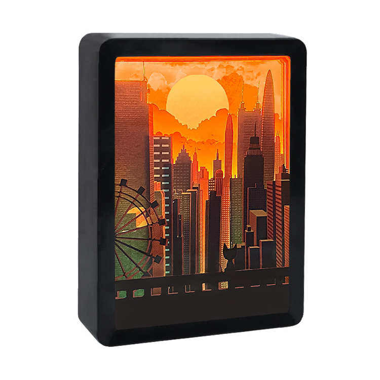 3D Paper Carving Night Light Shadow Box Sculptures Frame 2