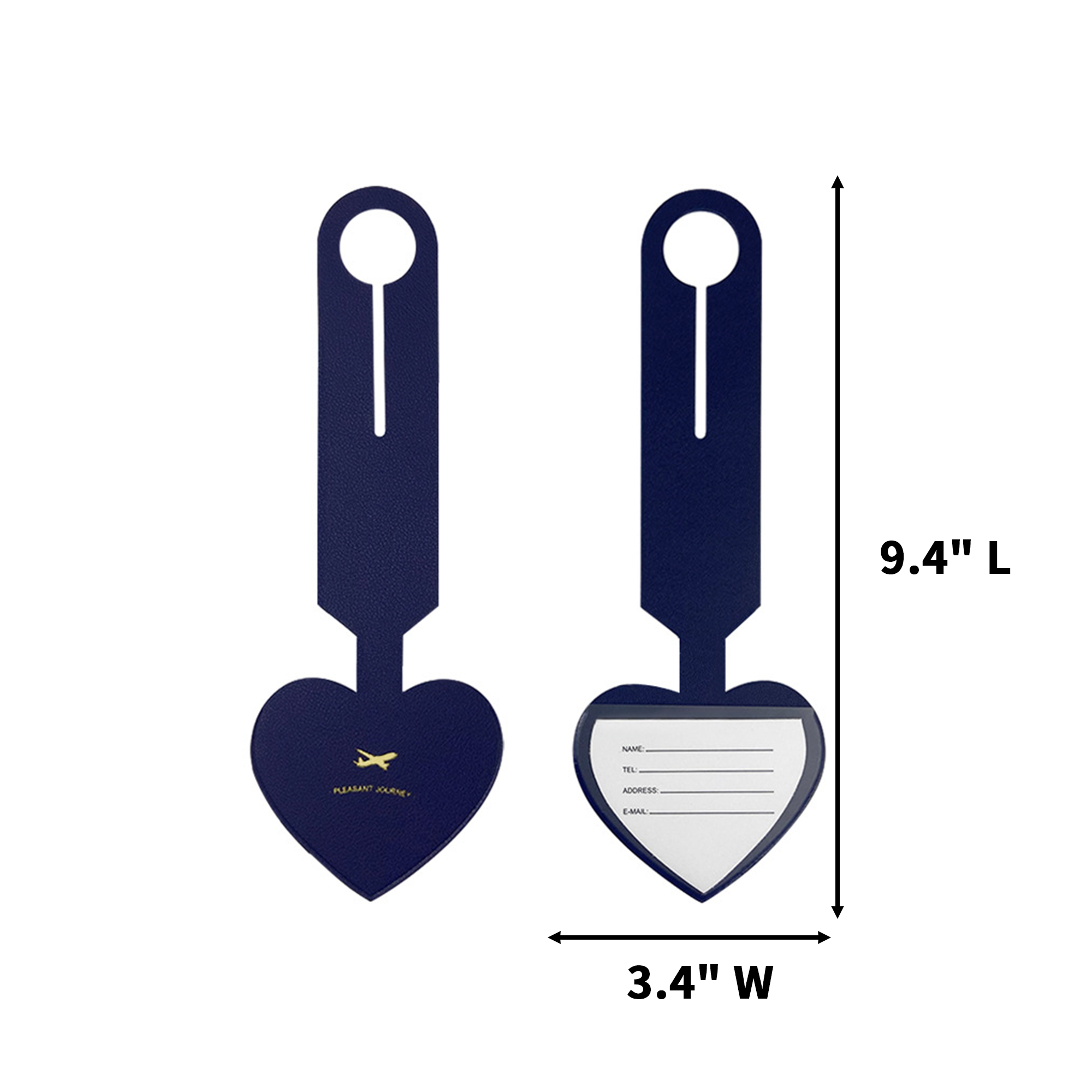 Heart Shape Travel Tag Faux Leather 9.4" Length x 3.4" Width 7