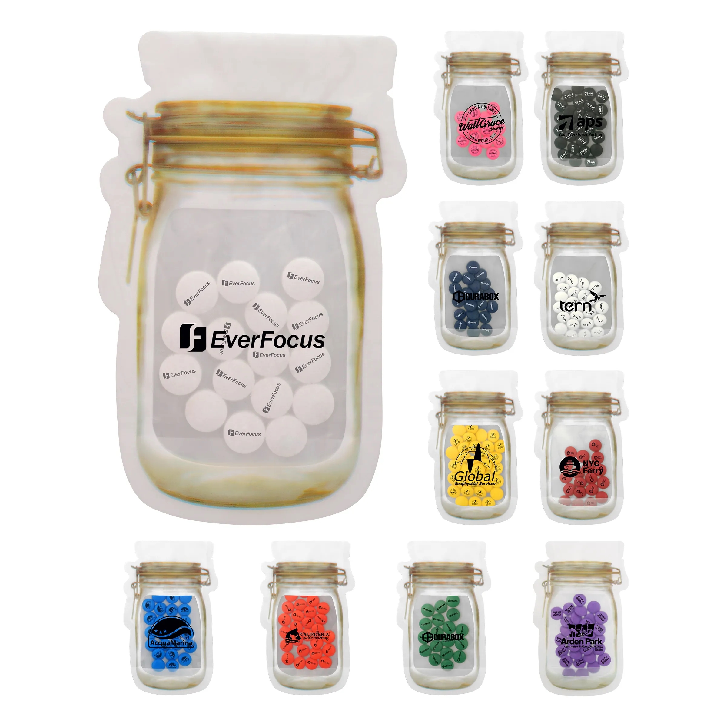 MASON JAR BAG OF PRINTED CANDY