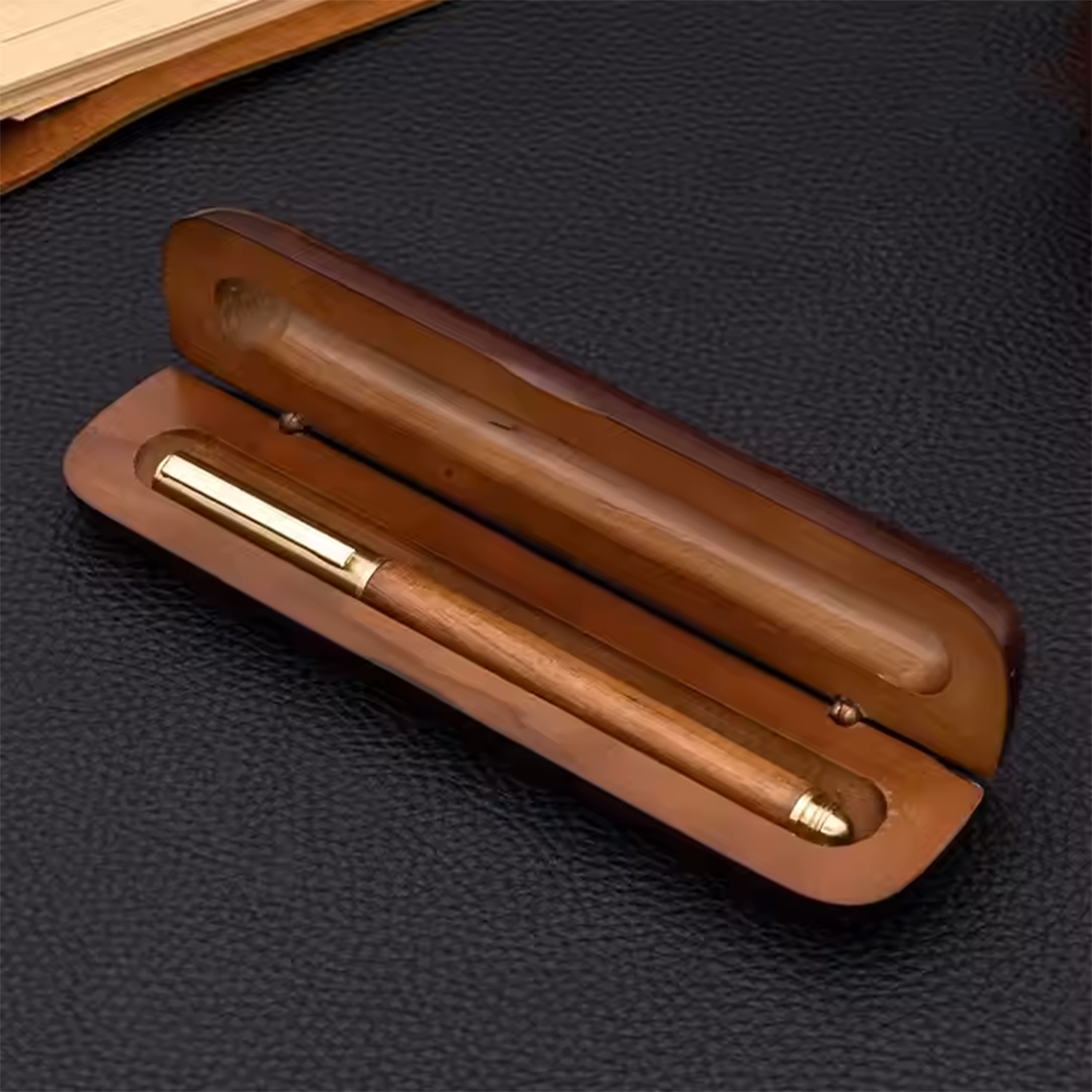 Engraved Wooden & Brass Ballpoint Pen 1