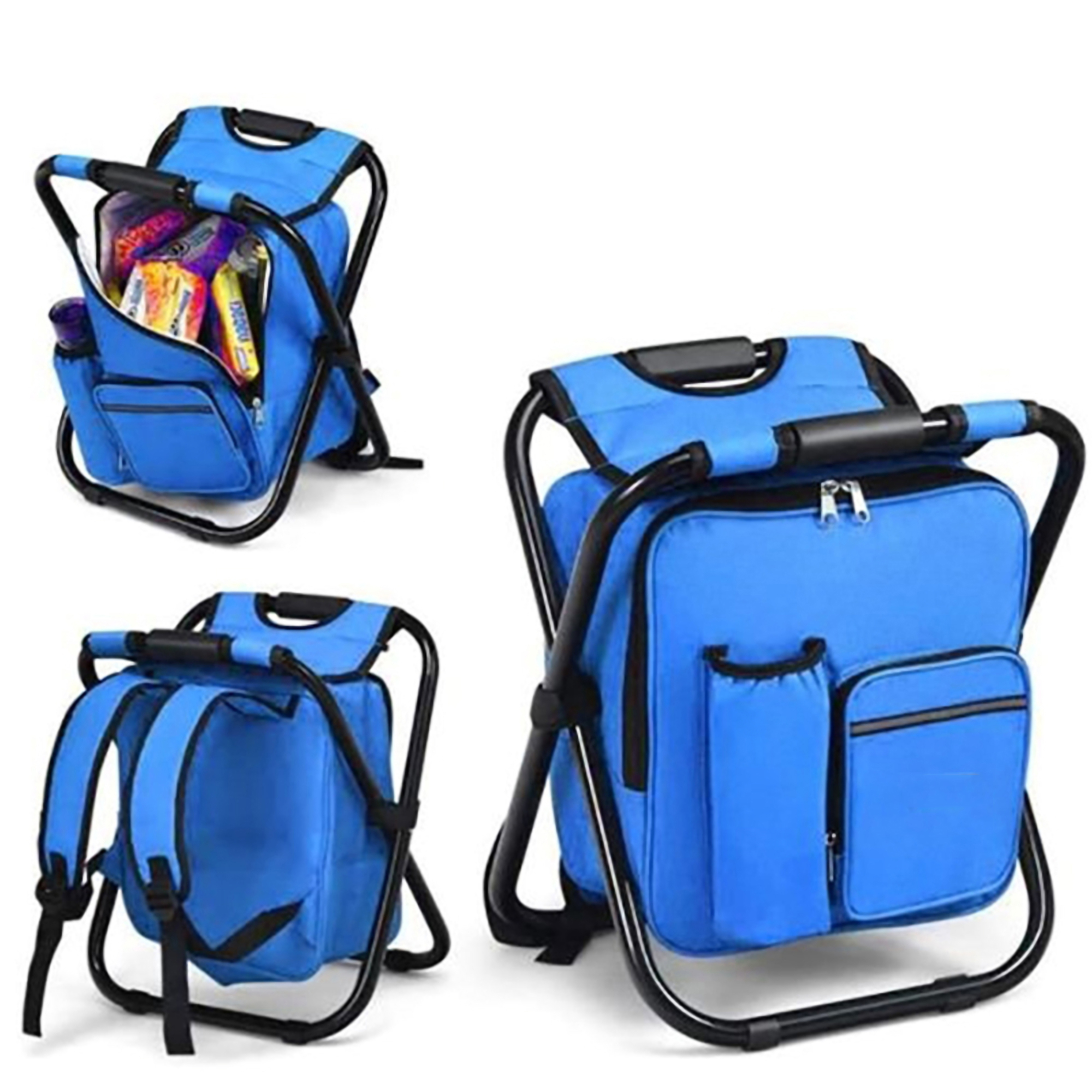 Foldable Outdoor Steel Chair w/Built In Cooler Bag 6