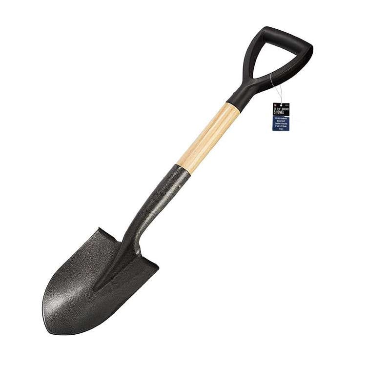Knurled D-handle 45 HRC Hardness Steel Round Shovel Wood Handle - 28.25" 1