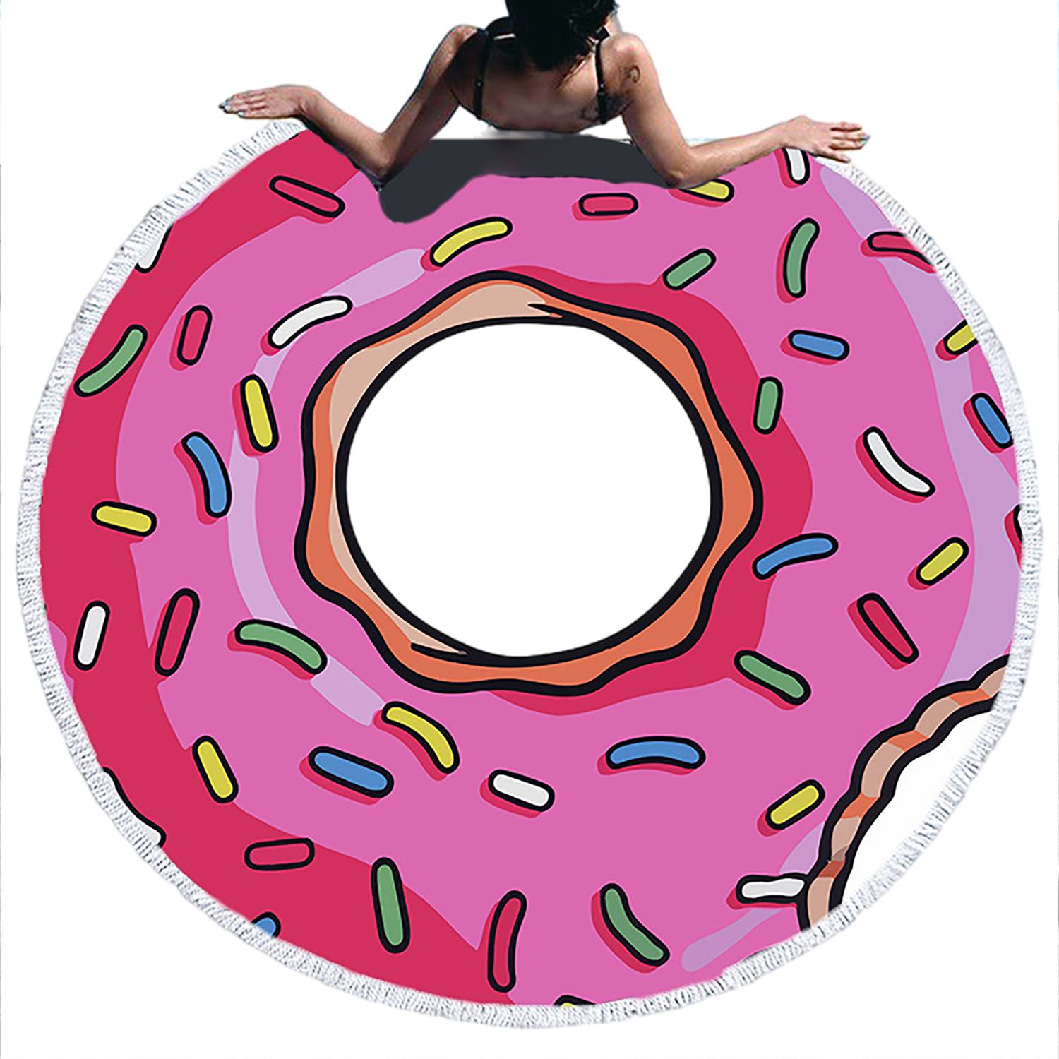 Round Quick Dry Beach Towel w/ Tassel 4