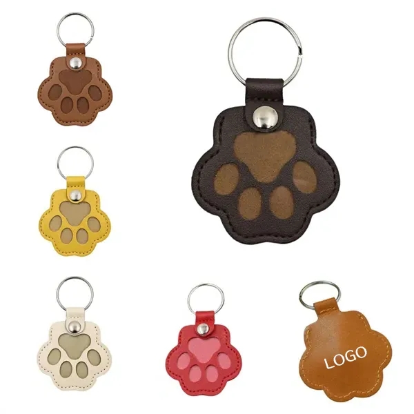 Paw Print Pet Hair Keepsake Leather Keychain 9
