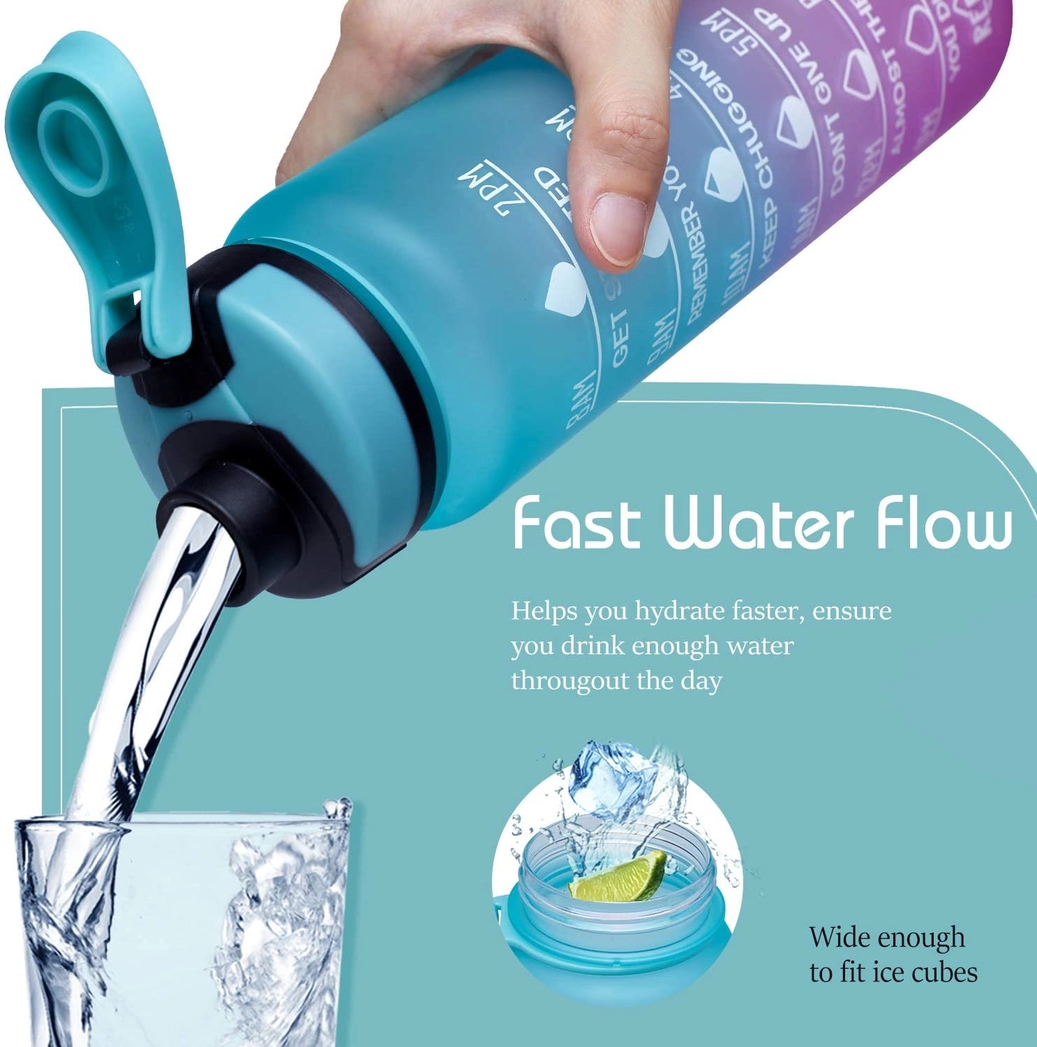32oz Motivational Fitness Sports Water Bottle with Time Mark 1