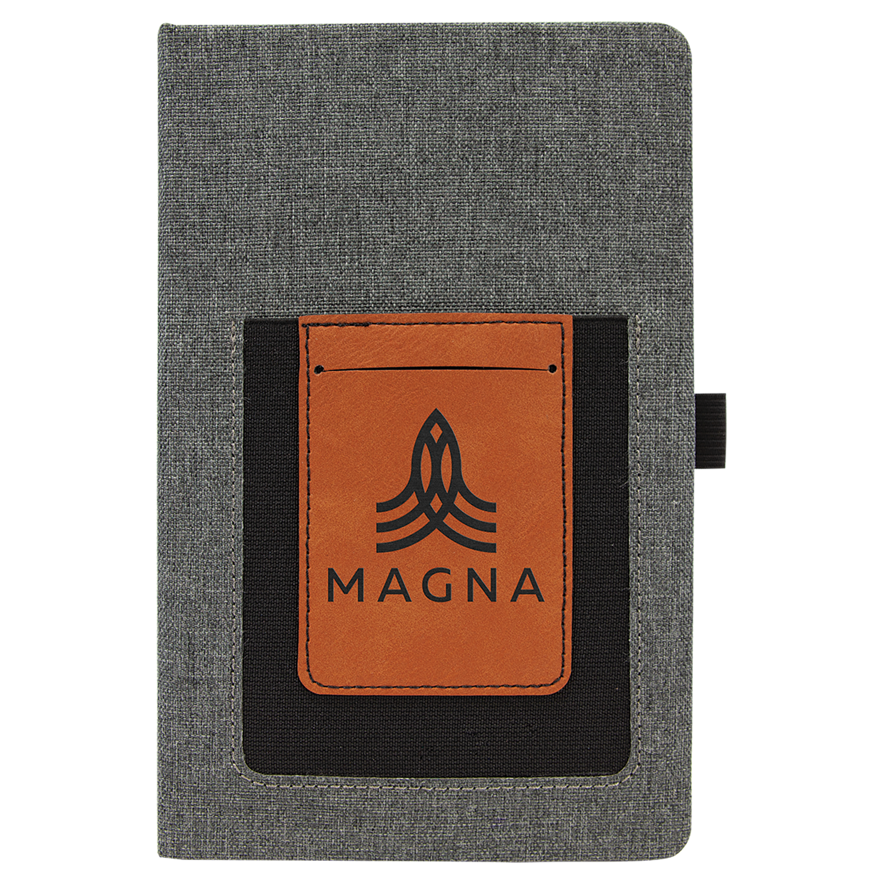 5 1/4" x 8 1/4" Gray w/Rawhide Leatherette Journal with Cell/Card Slot 6