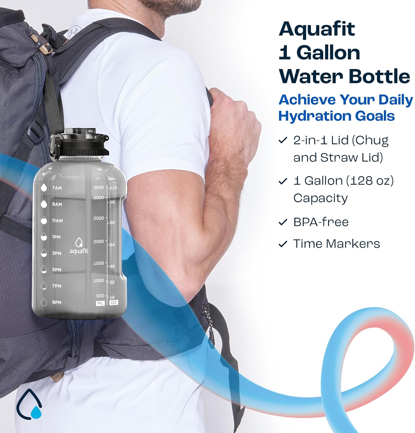 1 Gallon Water Bottle with Time Marker 7