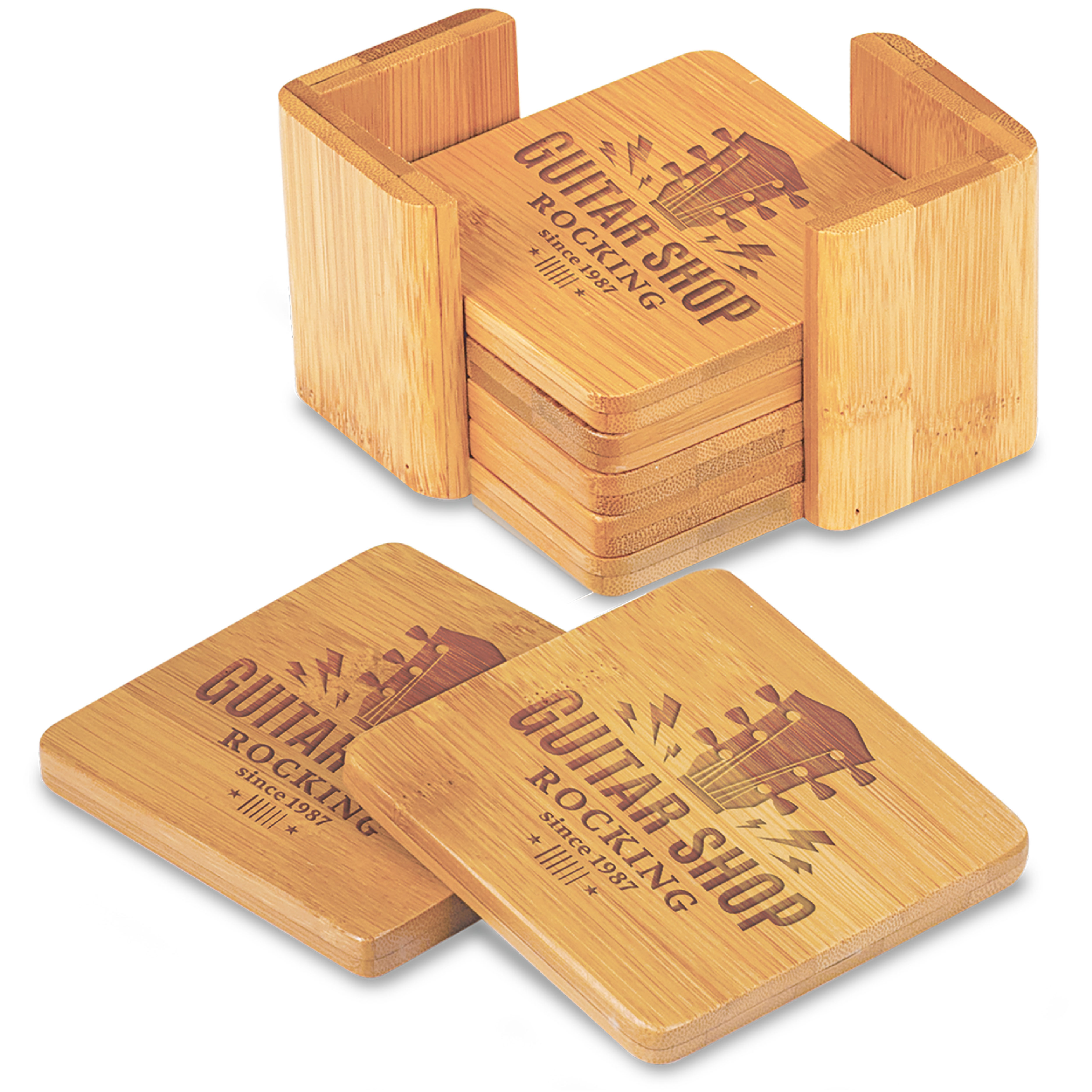 3" x 3" Bamboo 6-Coaster Set 3