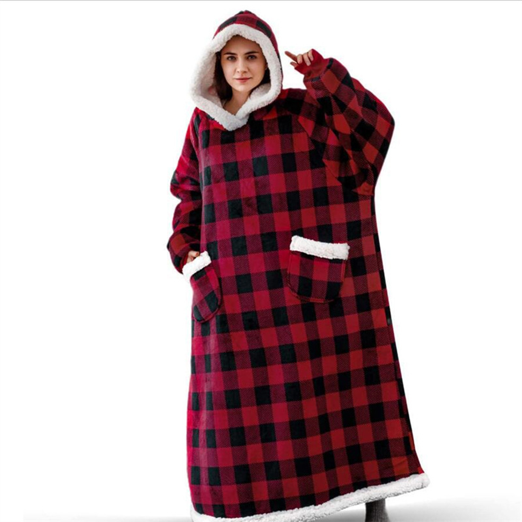 Long Sleeves Wearable Warm Blanket, custom hoodie or sweatshirt with logo imprint 4