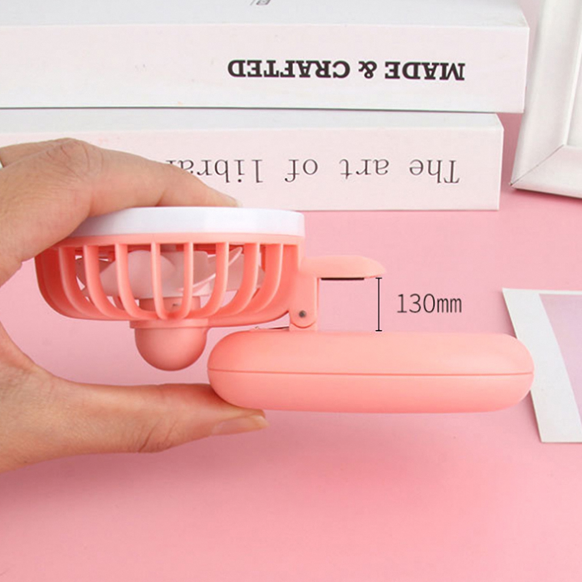 Portable USB Rechargeable Desk and Handheld Fan with LED Light 3