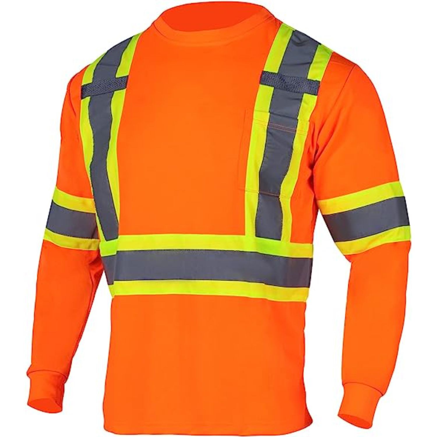 3.8 Oz. Polyester Class 3 Reflective Tape Safety T-Shirt with Pocket & Dual Mic Tab 2