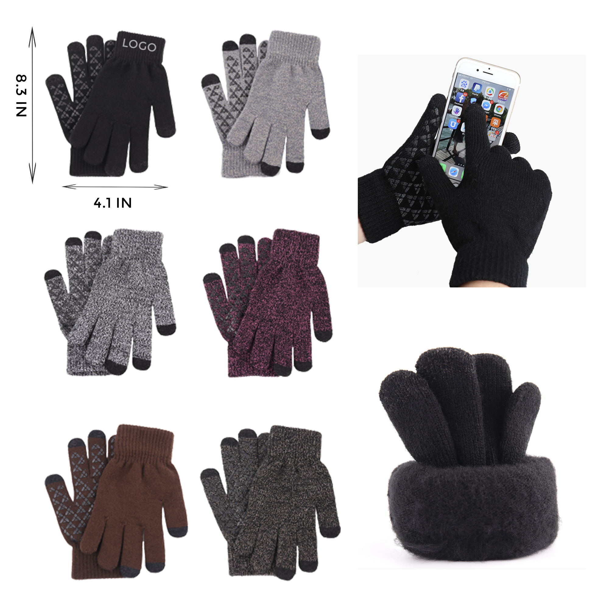 MOQ 10 PCS Stylish Touchscreen Thermal Gloves with Fluff Lining 1