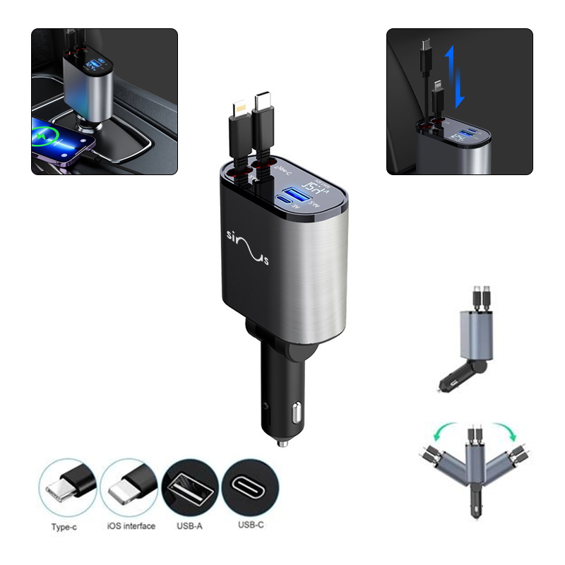 4 In 1 Retractable Car Charger 2
