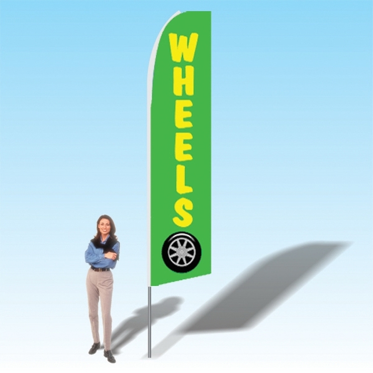 15FT Wheels green Advertising Banner Flag 2