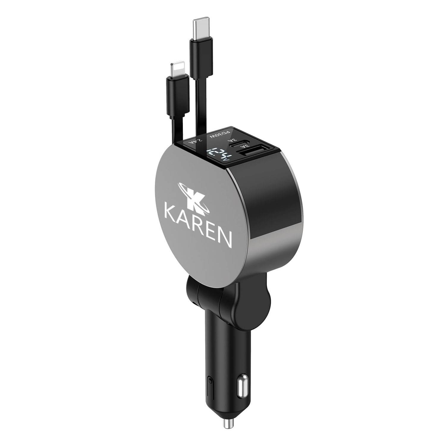 4 in 1 Compact Retractable Fast Car Charger