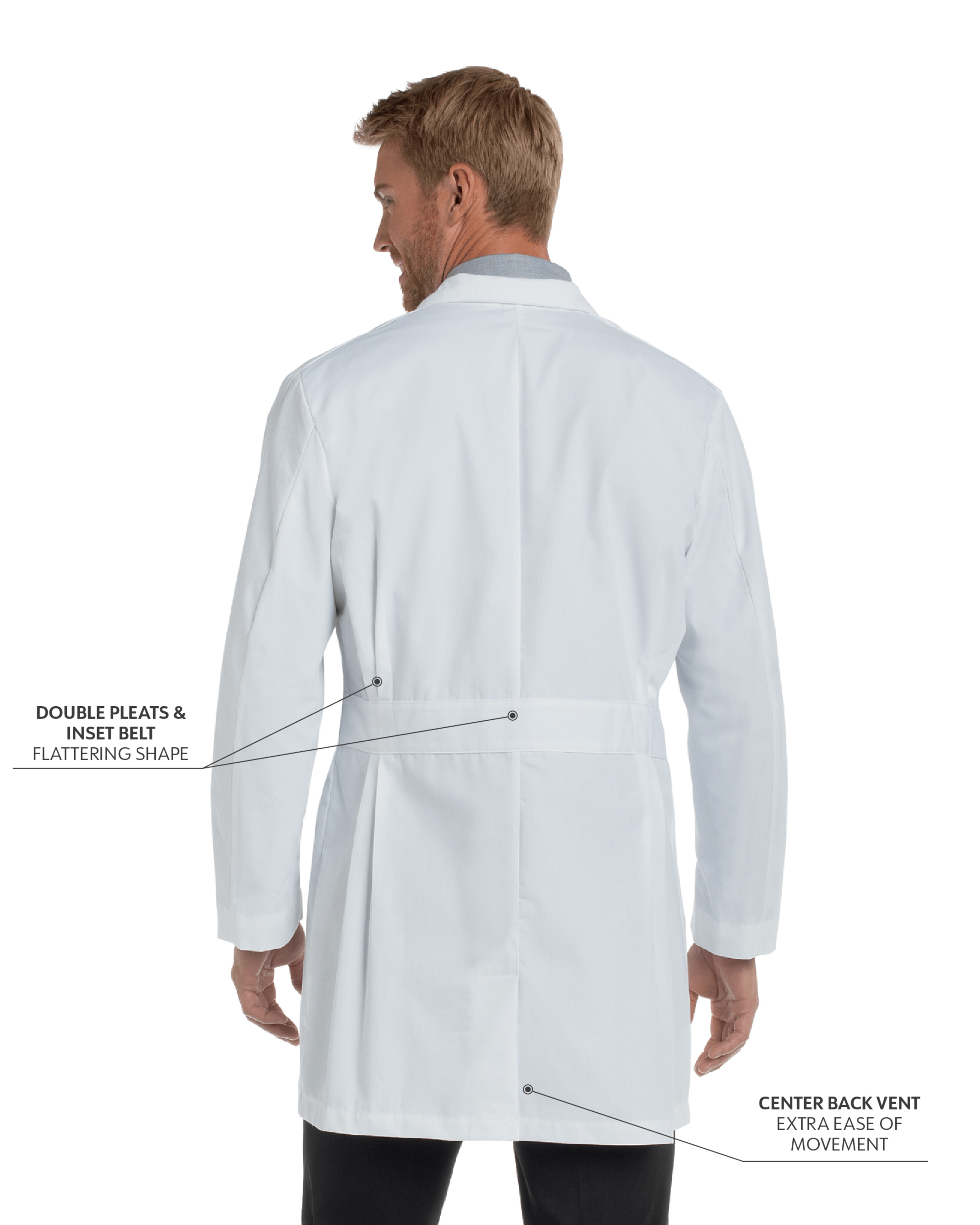 Landau - Essential Lab Coats - Men's Three-Pocket 35.5" Mid-Length Lab Coat 1