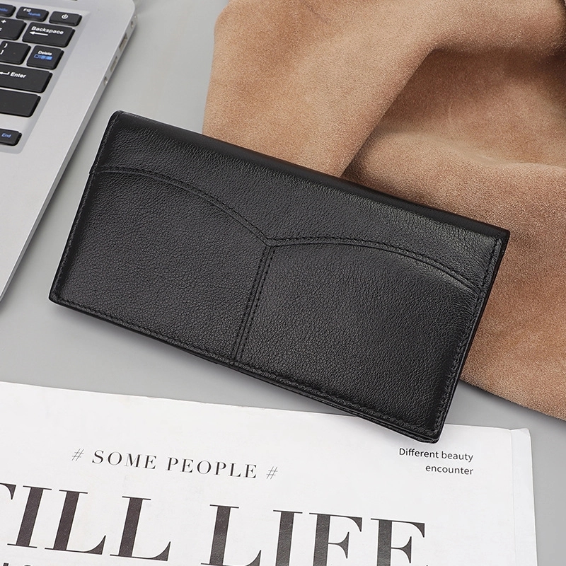 Custom RFID Anti-Theft Function Black Genuine Leather Wallet 7