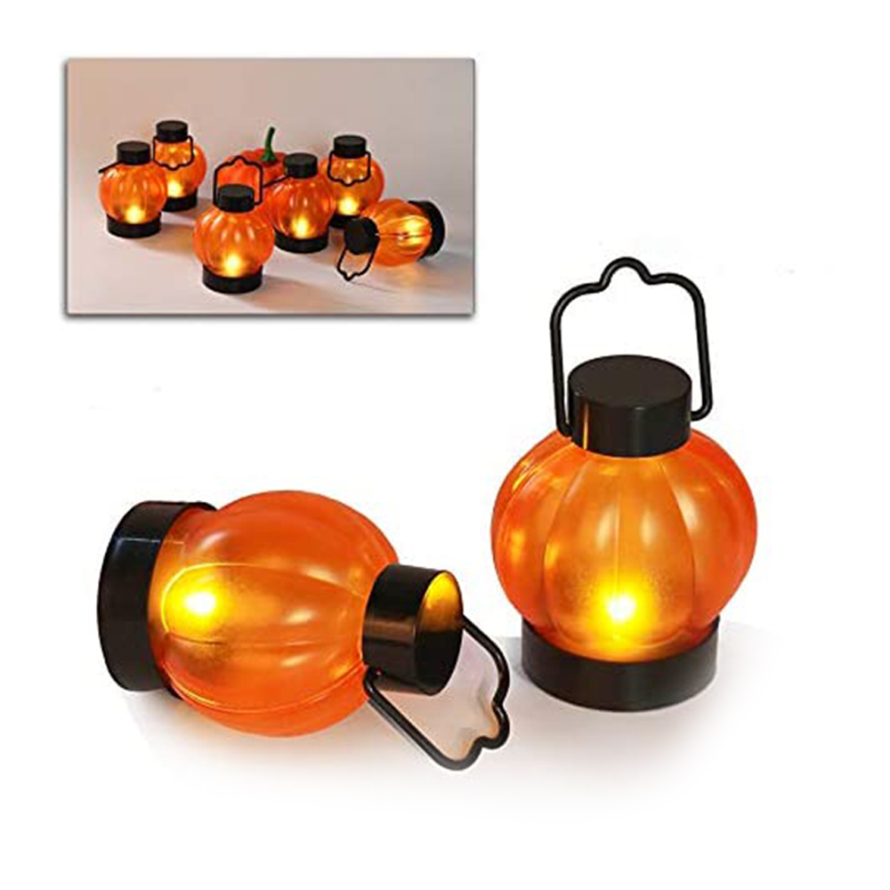 Pumpkin Grimace Lantern Flickering Halloween Light 5