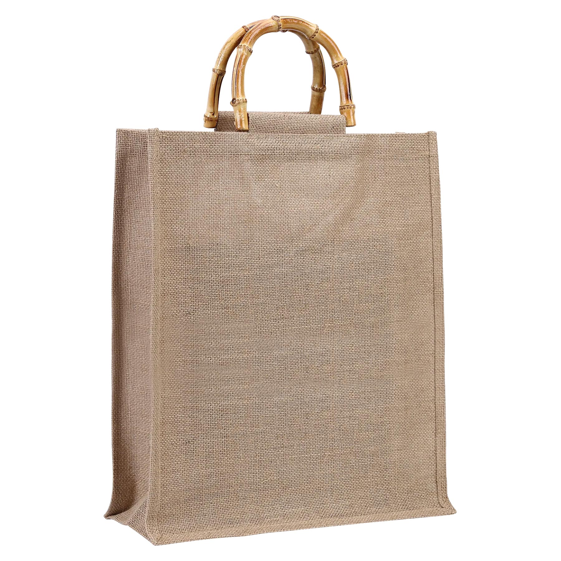 Jute Shopping Tote Bag With Bamboo Handle, custom tote bag with logo imprint 9