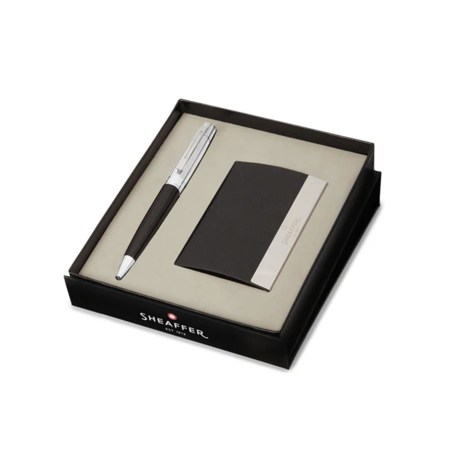 SHEAFFER® Executive Gift Set Glossy Black 300 Ballpoint Pen with Business Card Holder 8