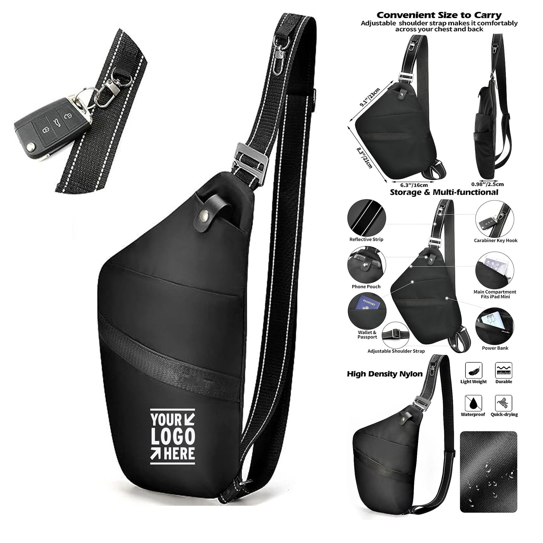 Personal Flex Sling Crossbody Minimalist Bag Compact Easy To Carry Nylon Shoulder Chest Fanny Pack 2