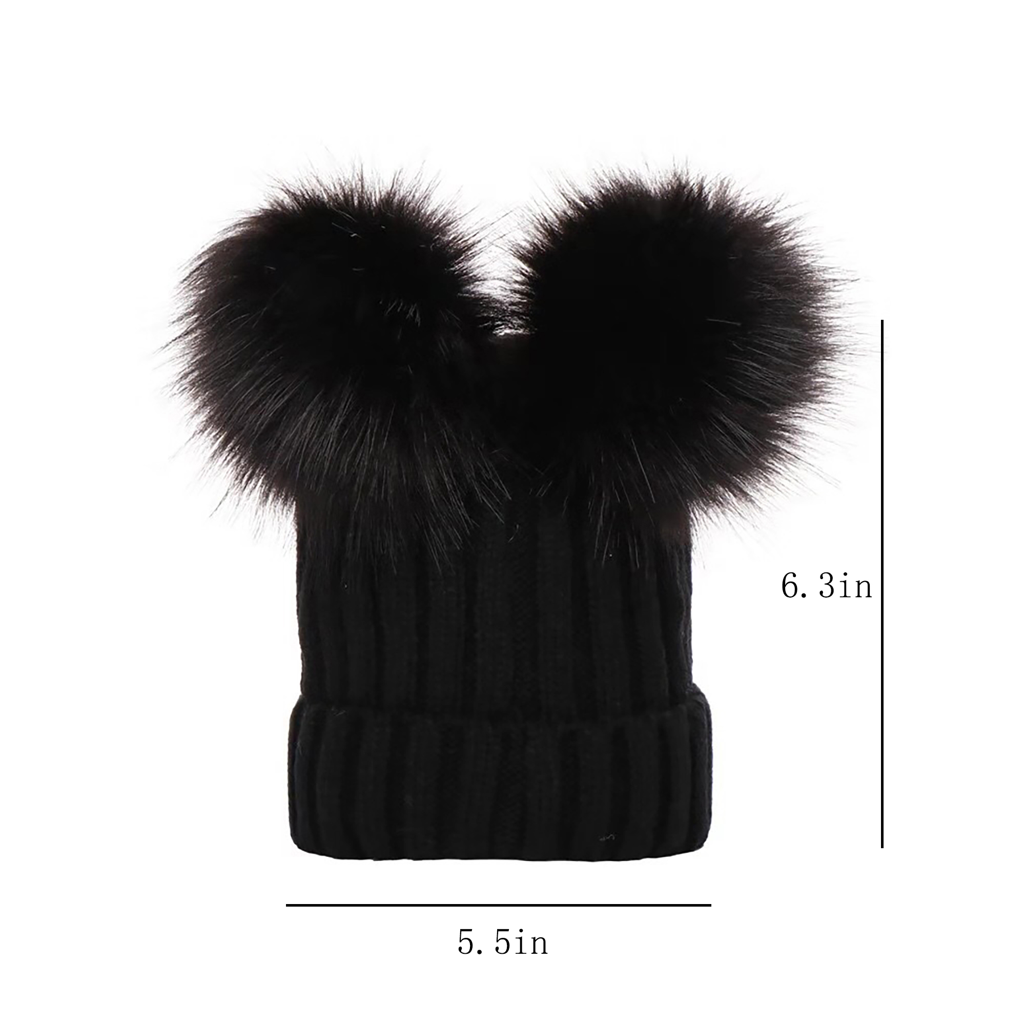 Baby Winter Knit Hat with Double Poms 3