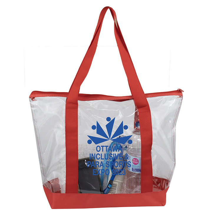 19"W x 13 ½"H x 6"Gusset - "BONDI" Jumbo Clear Zippered Tote Bag 42
