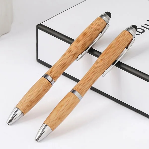 Bamboo Ballpoint Pen With Stylus 5