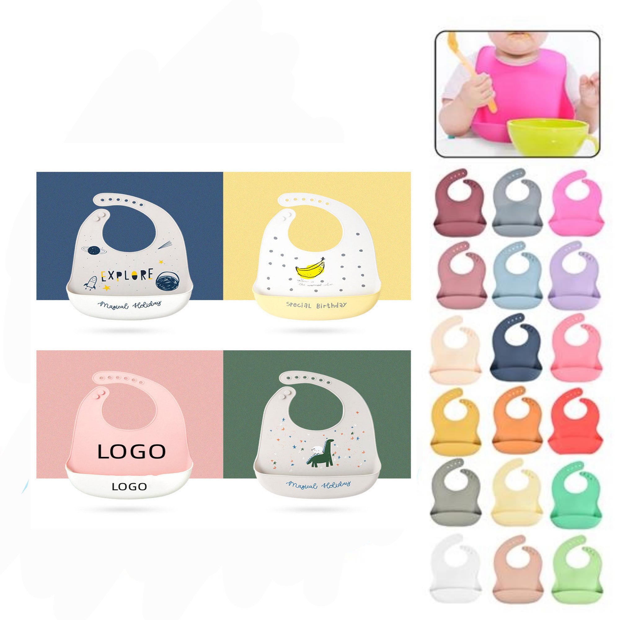 Silicone Baby Bibs With Food Pocket 2