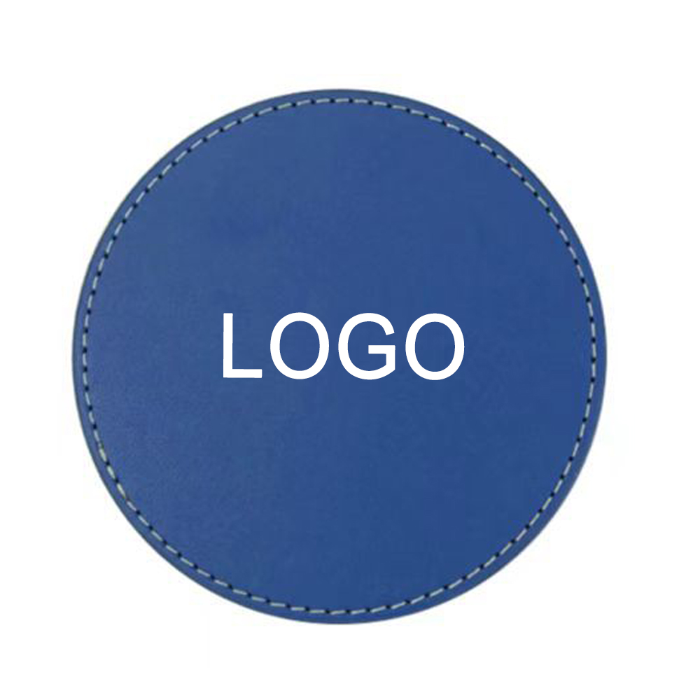 Round PU Leather Cup Coasters With Stitching 2