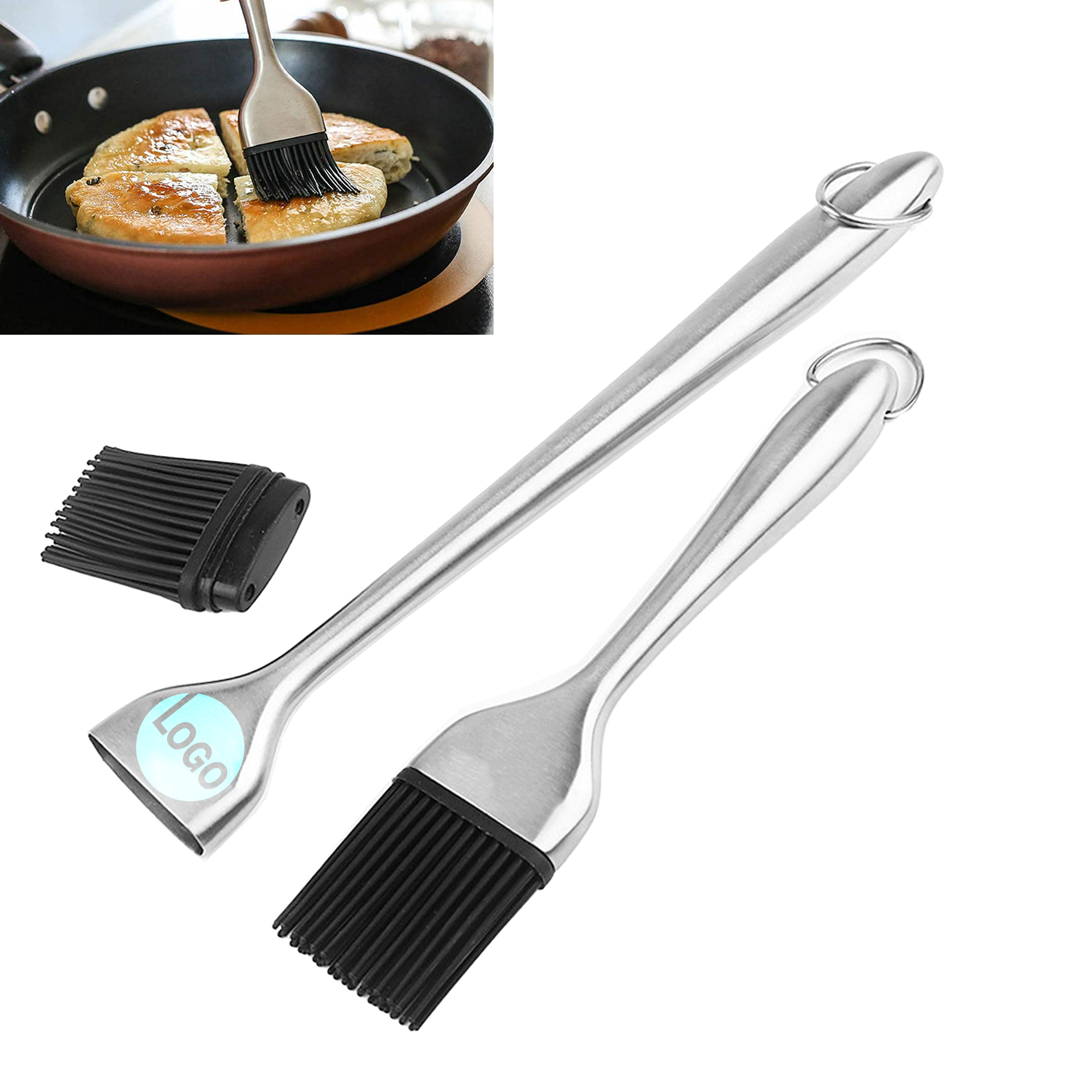 Stainless Steel BBQ Oil Brush with Heat-Resistant Silicone Head 5