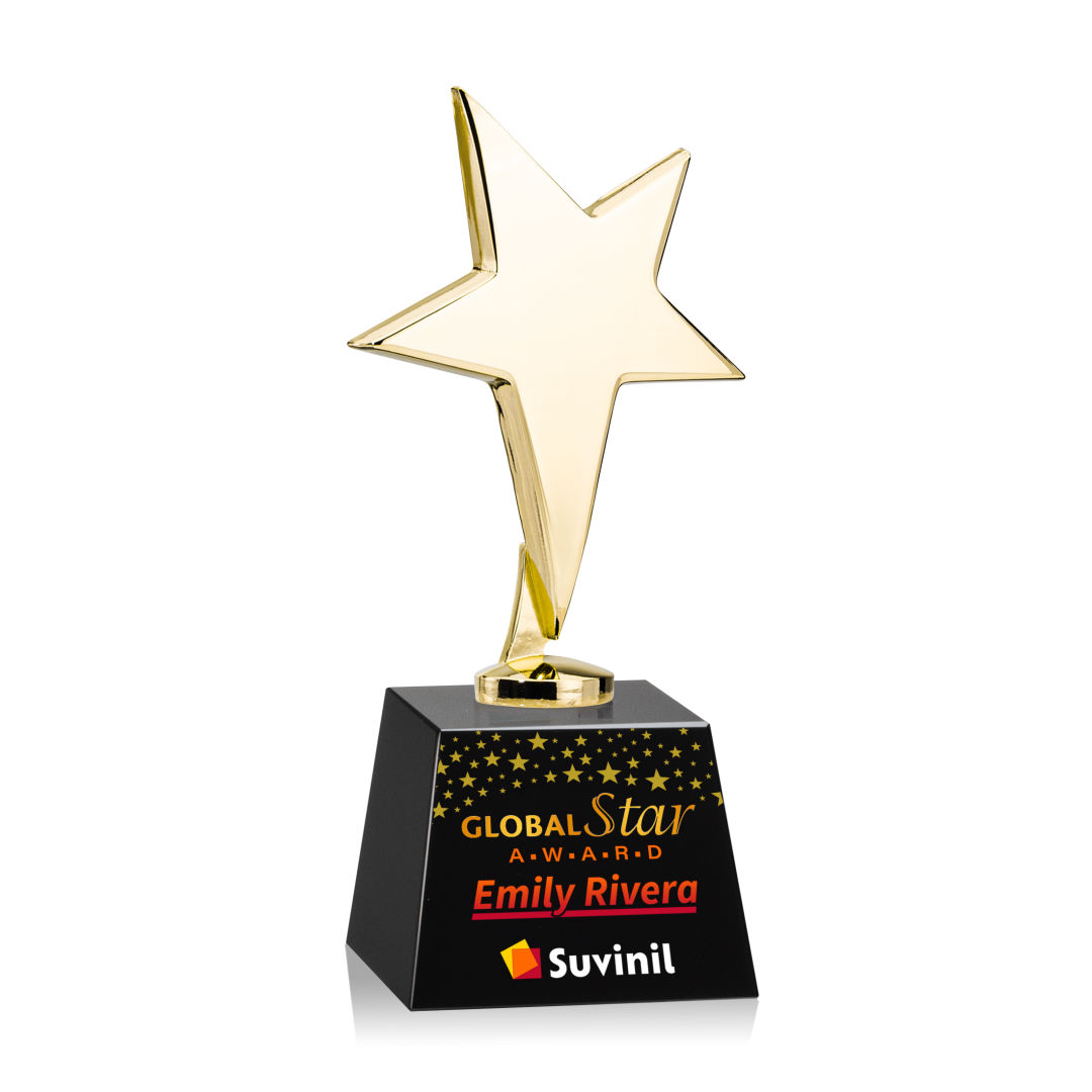 Tuscany Gold Star VividPrint™ Award on Robson Base - Black