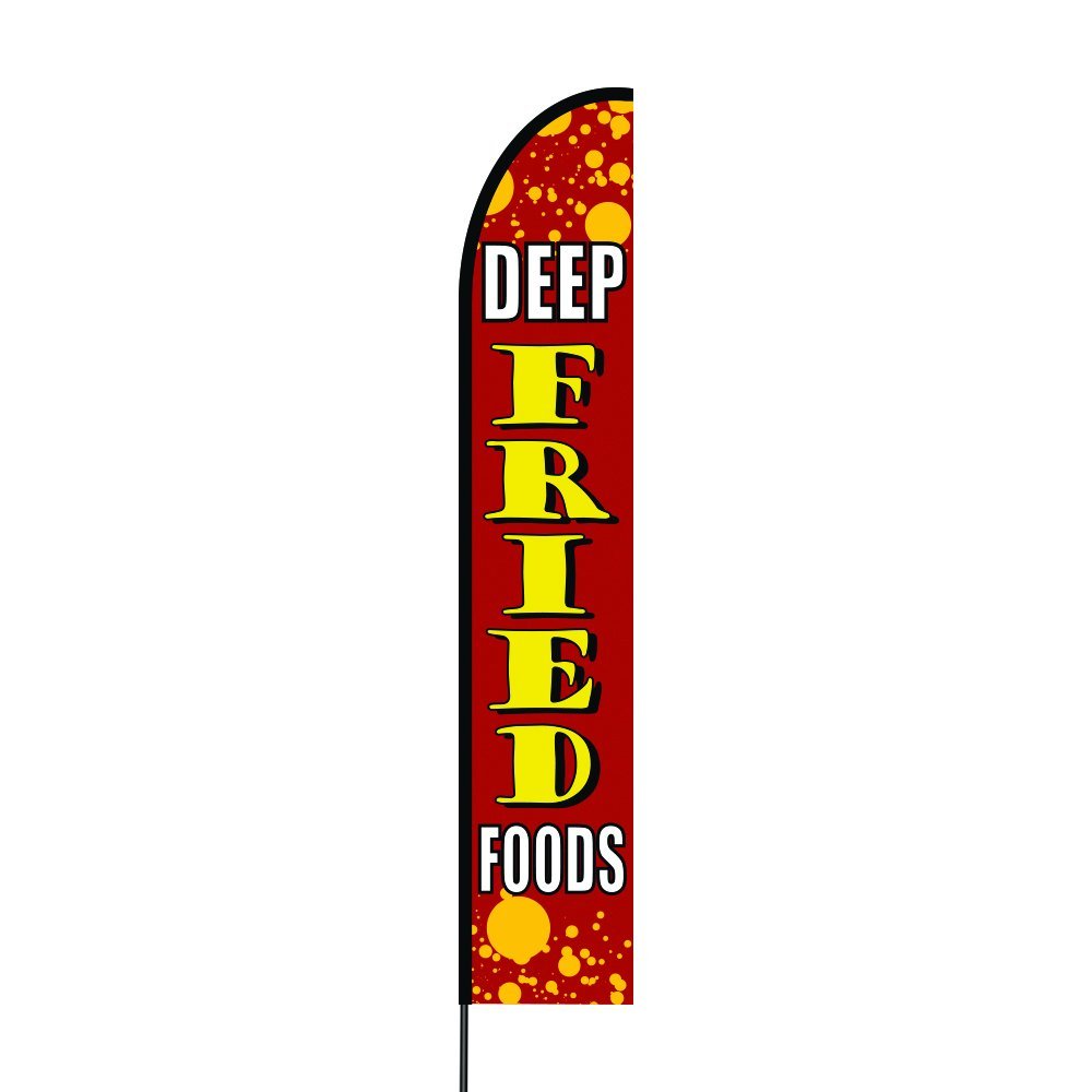 Deep Fried Foods Flag Kit Hardware 15' Feet Feather Flag Sign Outdoor Banner 1
