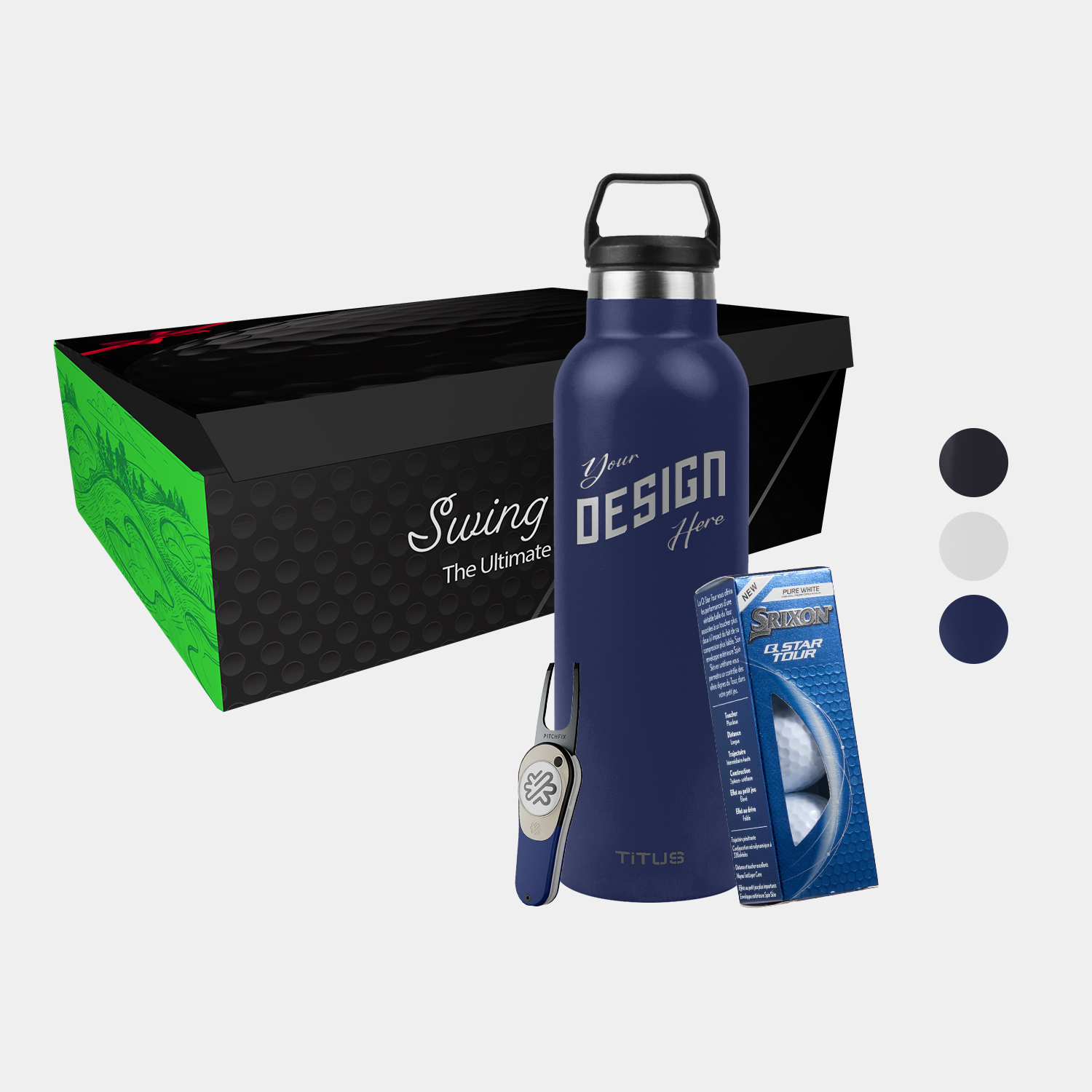 25 oz TiTUS® SS Water Bottle, Srixon® Golf Balls & Pitchfix® Icon Divot Tool Gift Set, custom water bottle with logo imprint 6