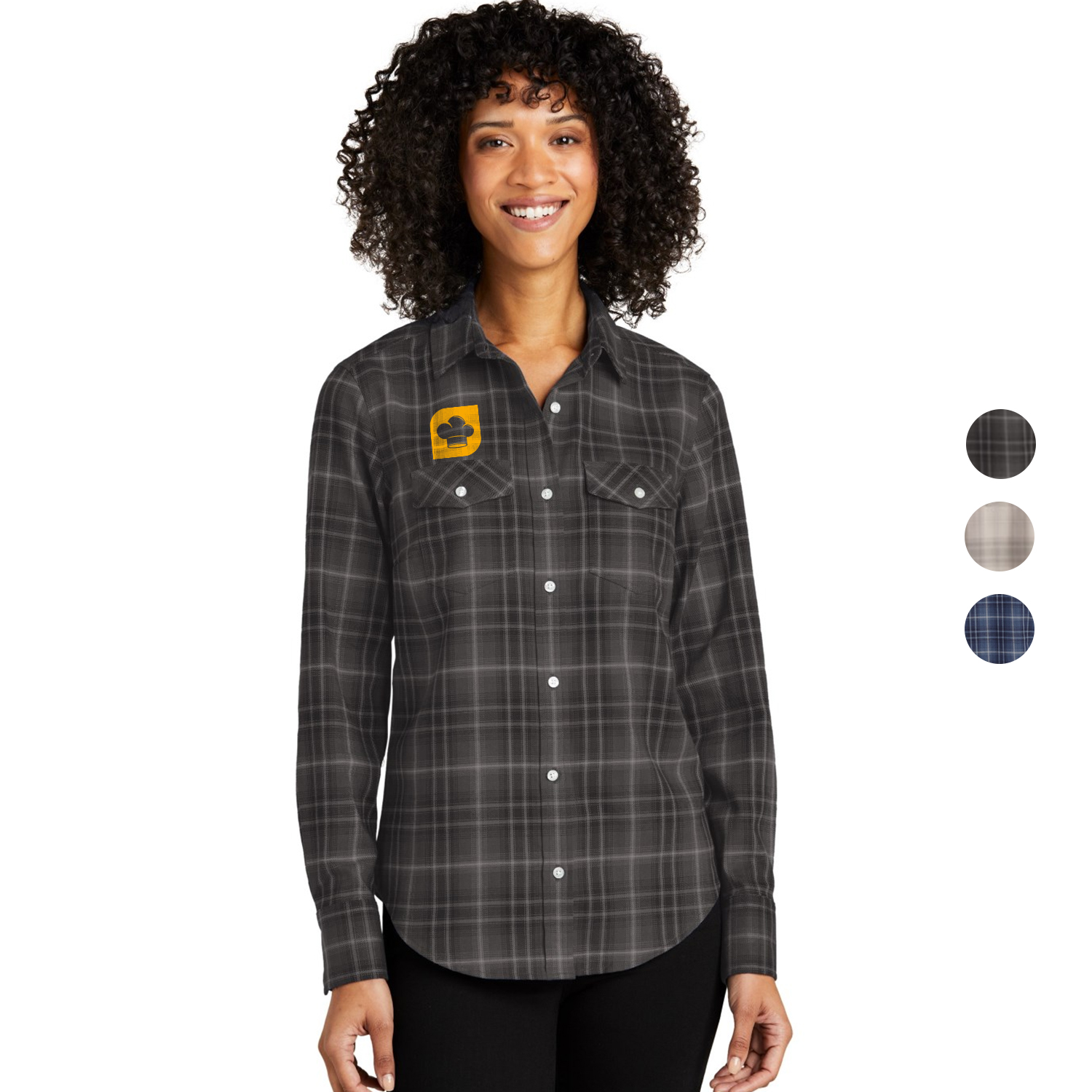 Port Authority Ladies Long Sleeve Ombre Plaid Shirt 4.6 oz. 5