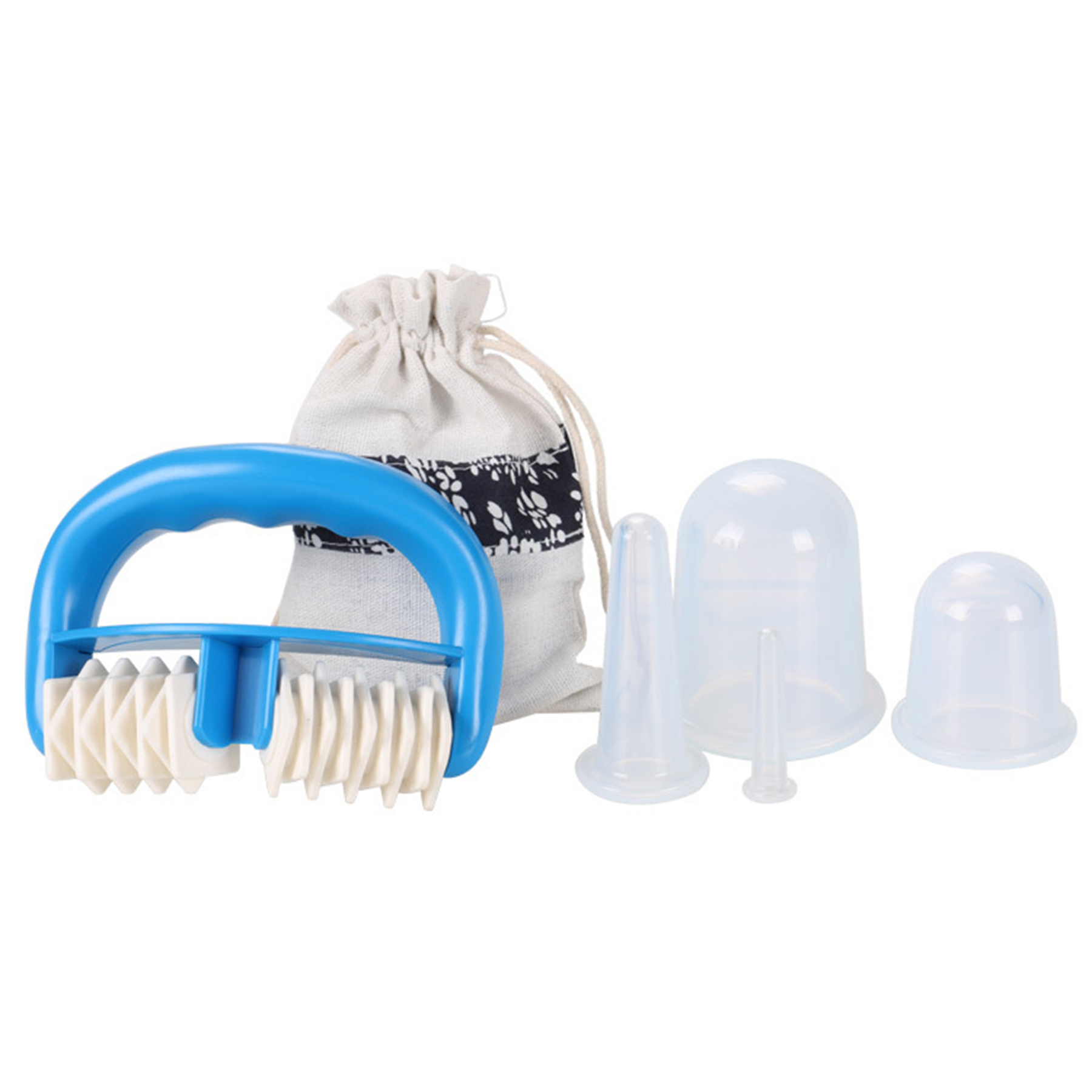 Handheld Plastic Massage Roller Manual Round Handle 2 Wheels 2