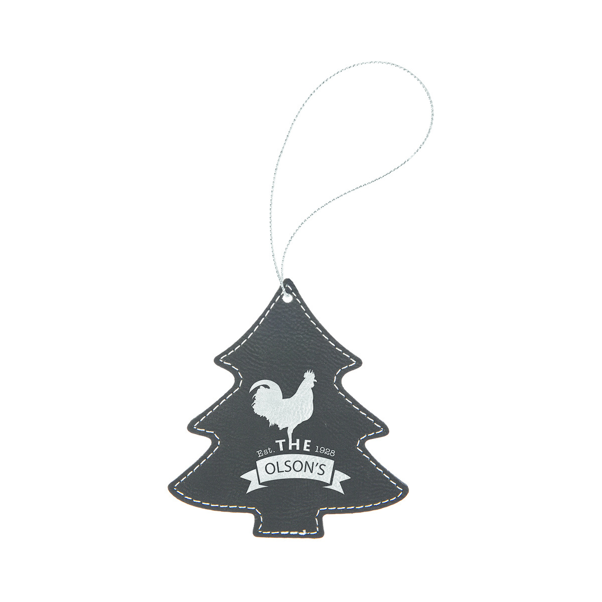 Black/Silver Leatherette Tree Ornament