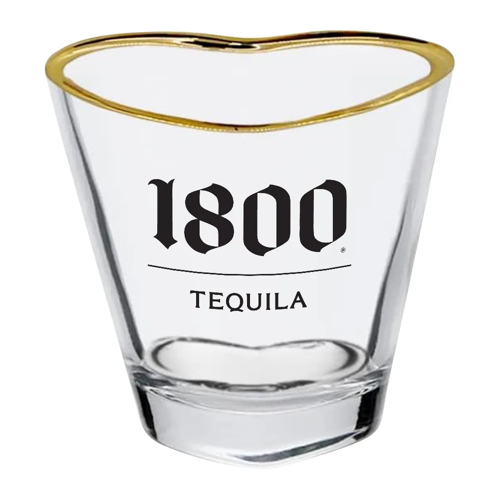 2oz. Gold Rimmed Heart-Shaped Shot Glass 2