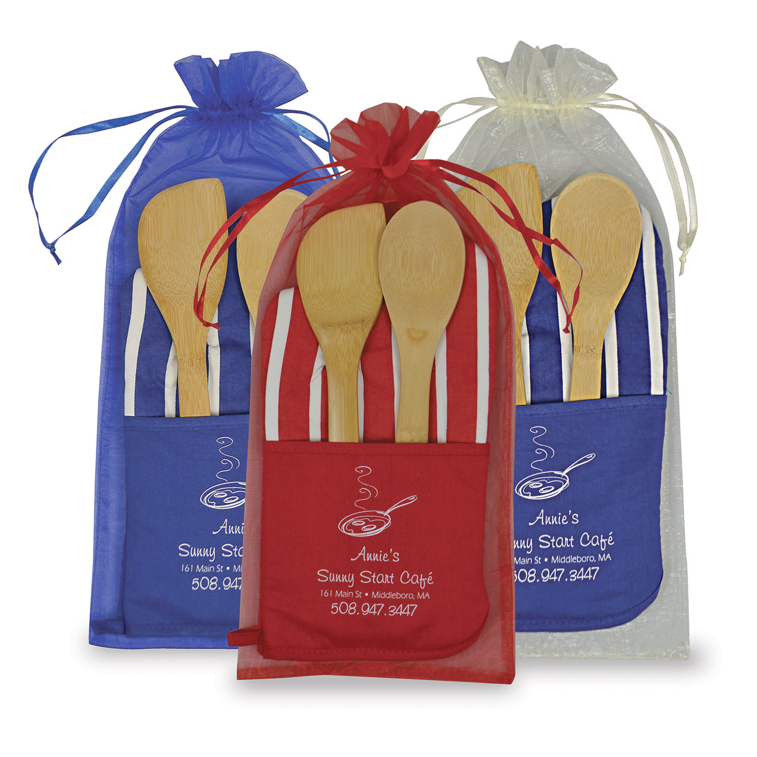 Chef's Therma-Grip Striped Oven Mitt Bamboo Combo 1