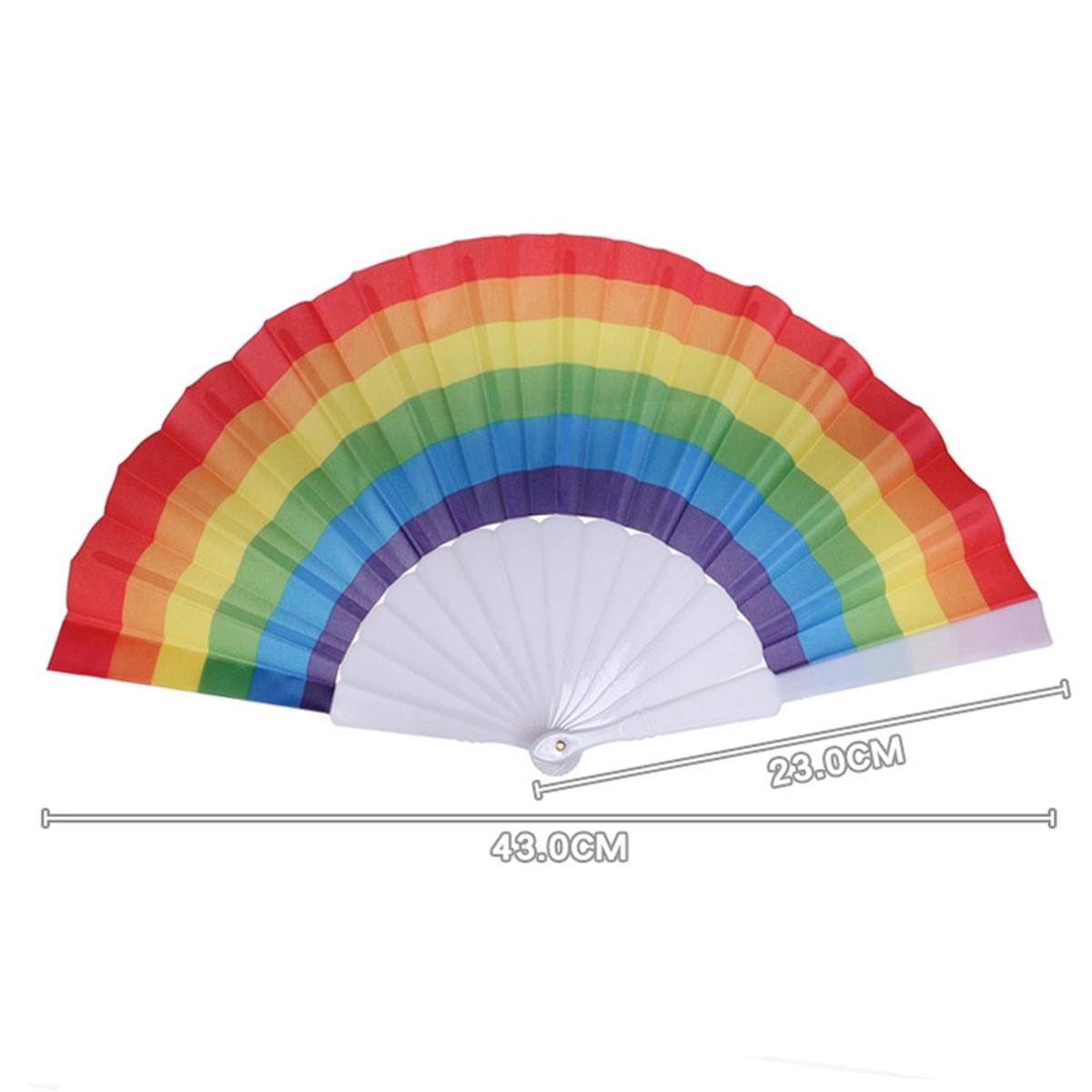 Folding Plastic Fabric Rainbow Hand Fan 3