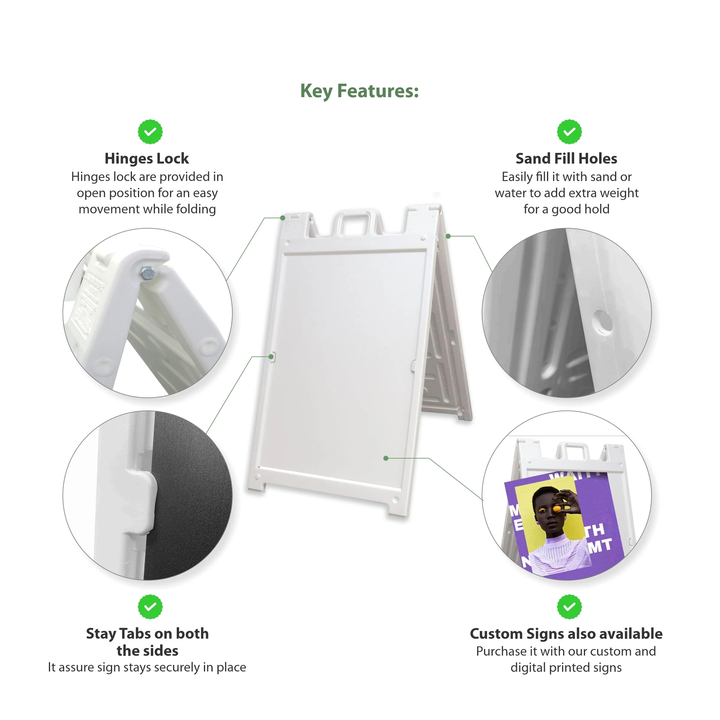 26.8" x 42.5" Plastic A Frame - White 6