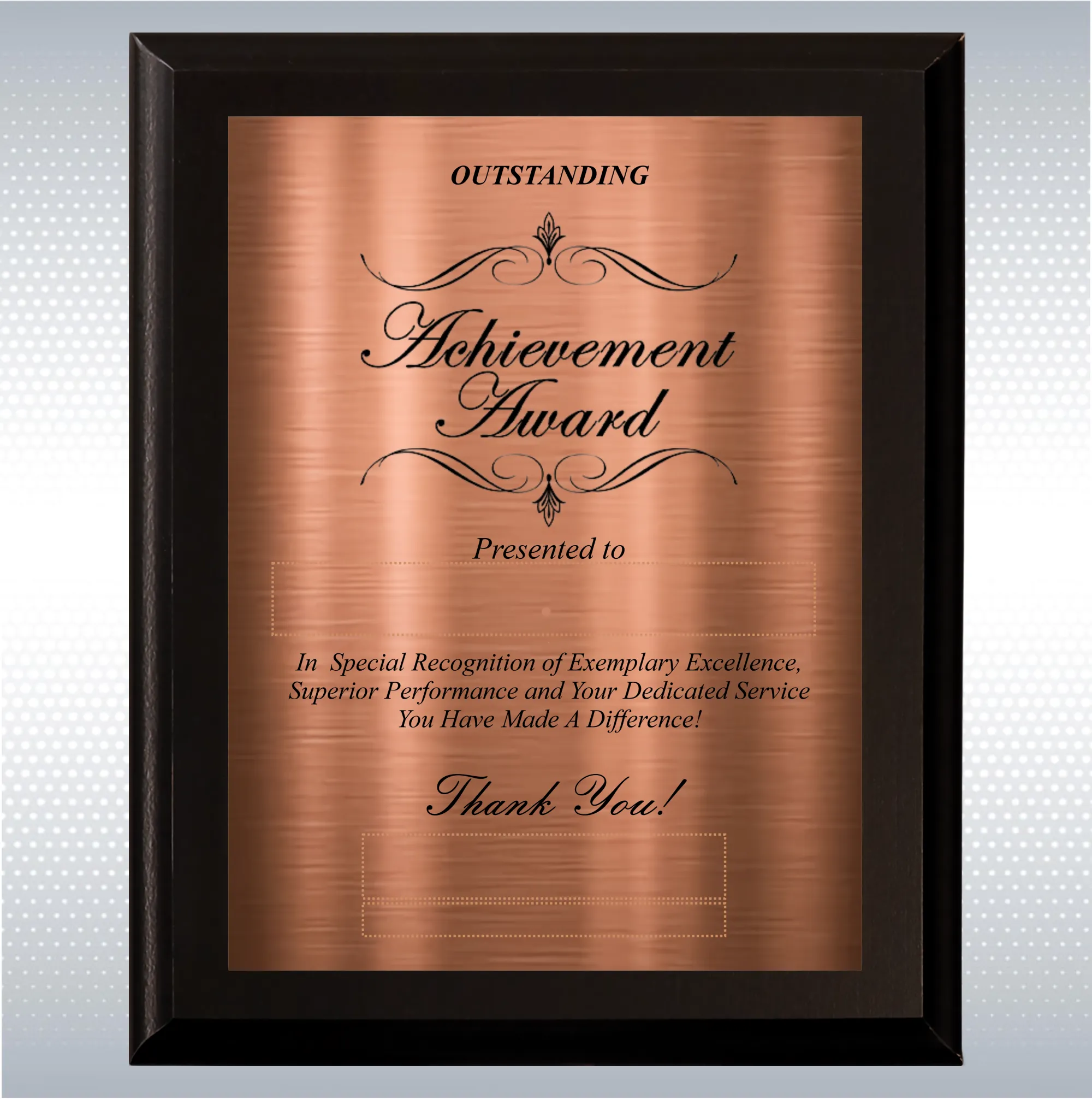Black Matte Excellence Plaque , Employee Recognition Award 11