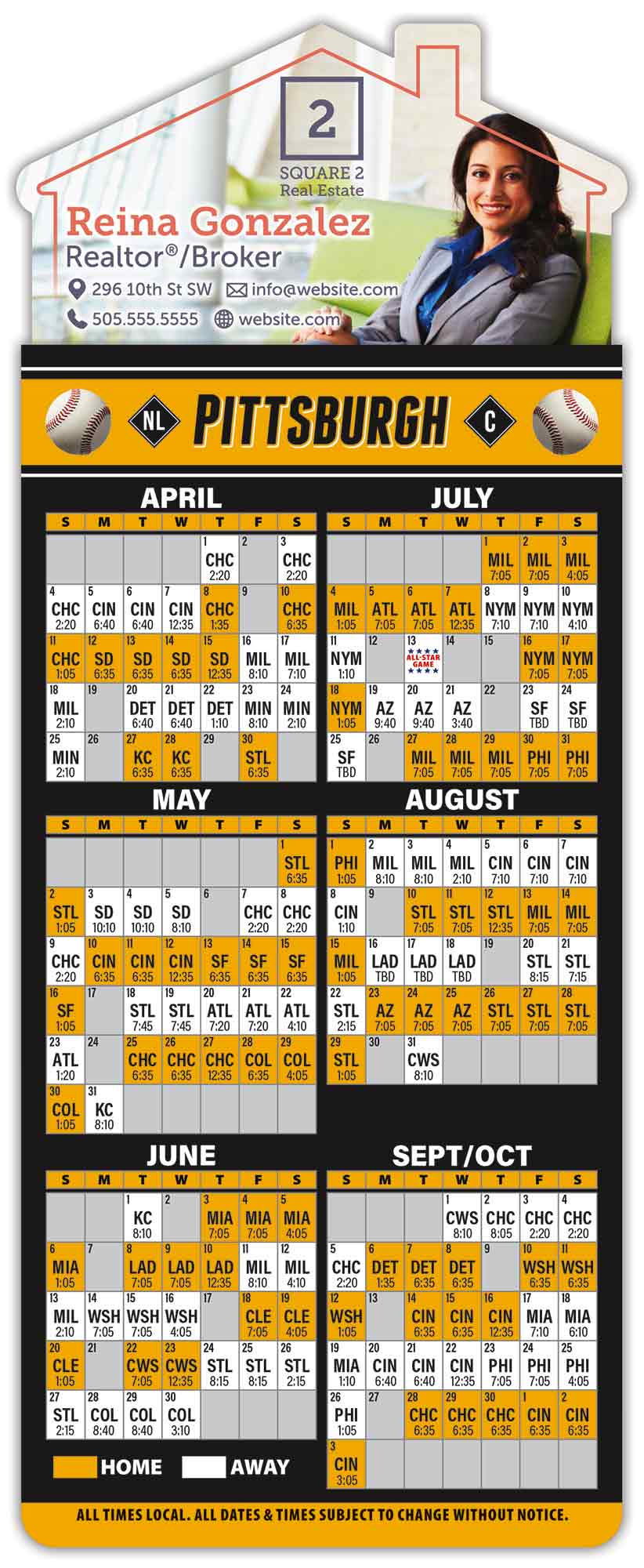 Magna-Card House Shape Magnet - Baseball Schedules (3.5 x 9) 1