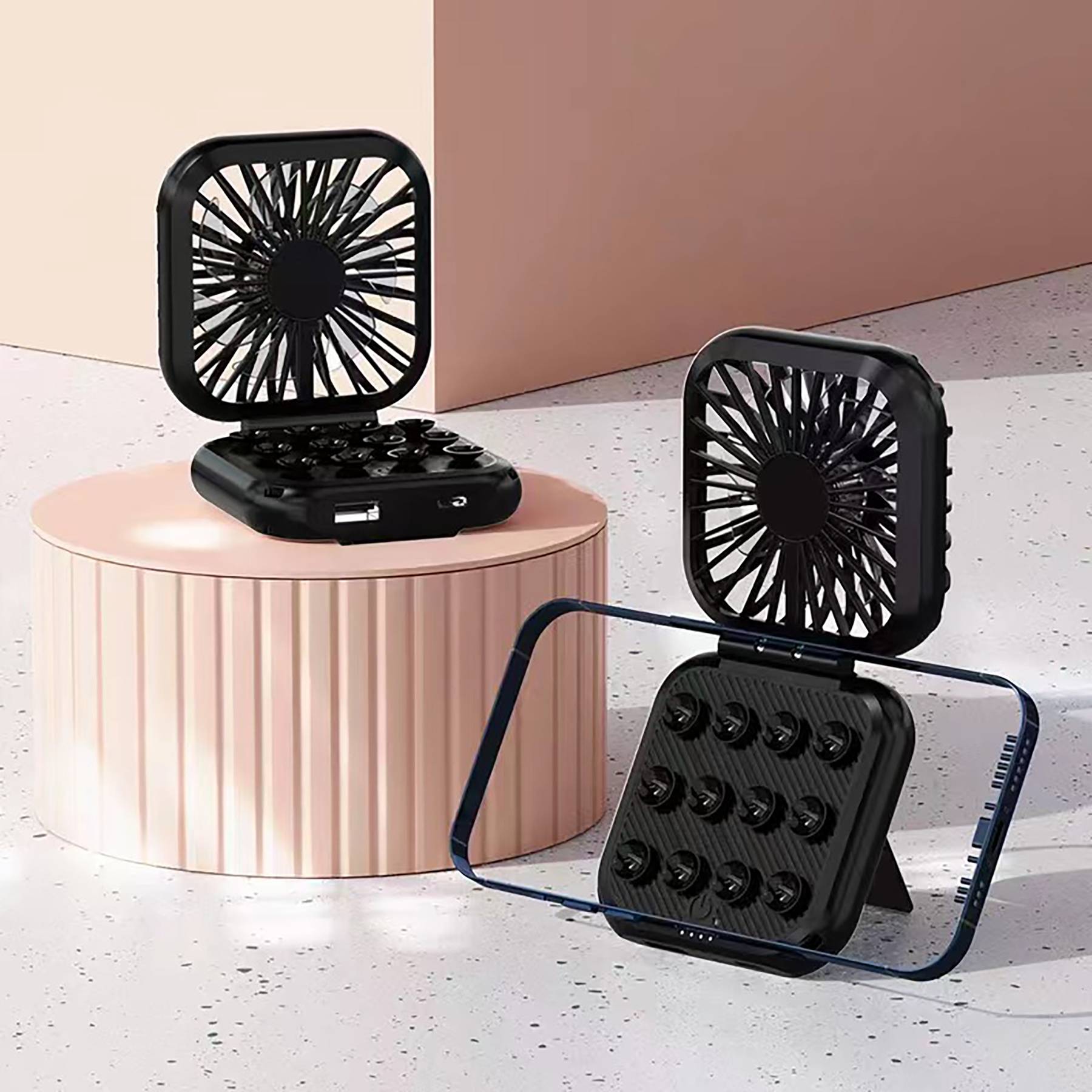 Charging Phone Stand Hanging Neck Holding Mini Desktop Fan 1