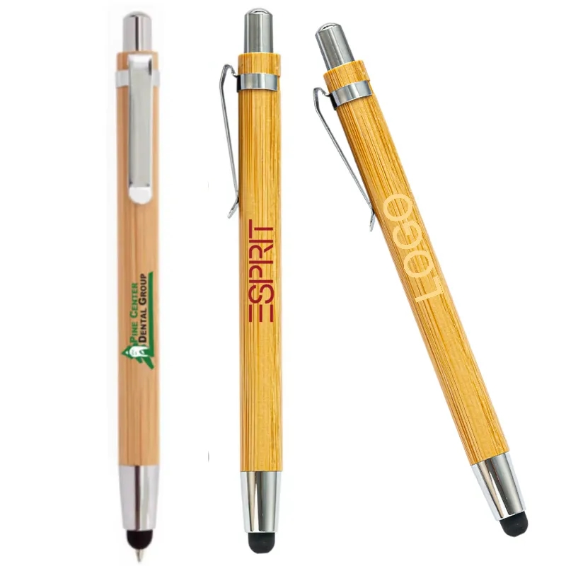 Bamboo Ballpoint Pen with Stylus 2