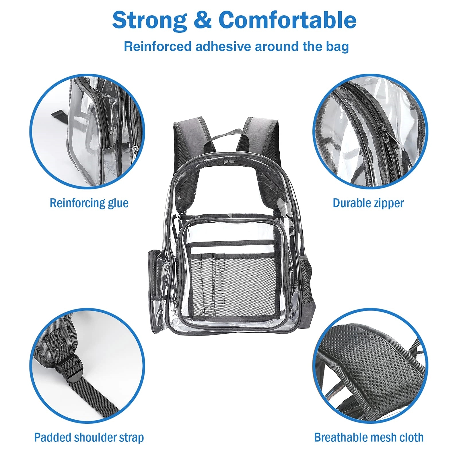See Through Backpacks Transparent Clear Heavy-Duty Bookbag 3