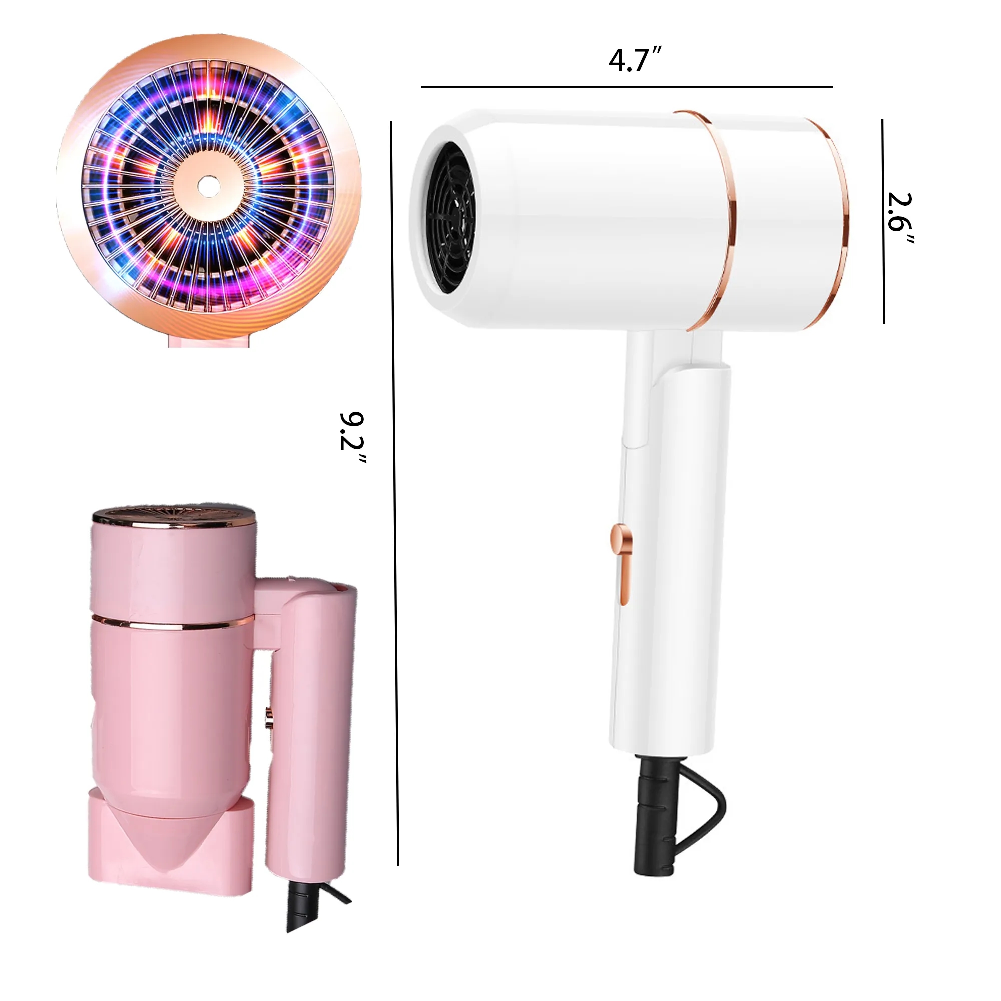 Blue Light Negative Ionic Folding Hair Dryer 3