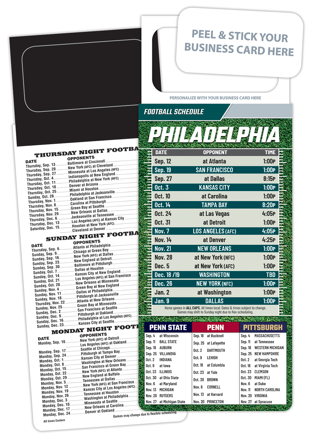 Pro Football Schedule Magnet - Peel and Stick Business Card (3.5x9) 1