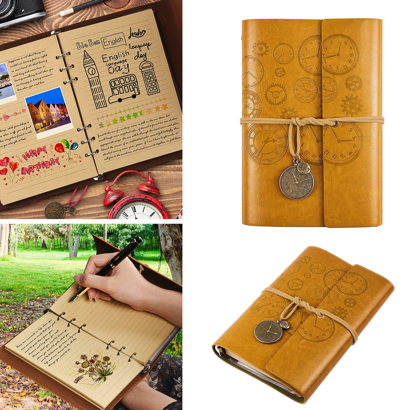 Refillable Notebook with Lined Pages Vintage Travelers Notebook 2