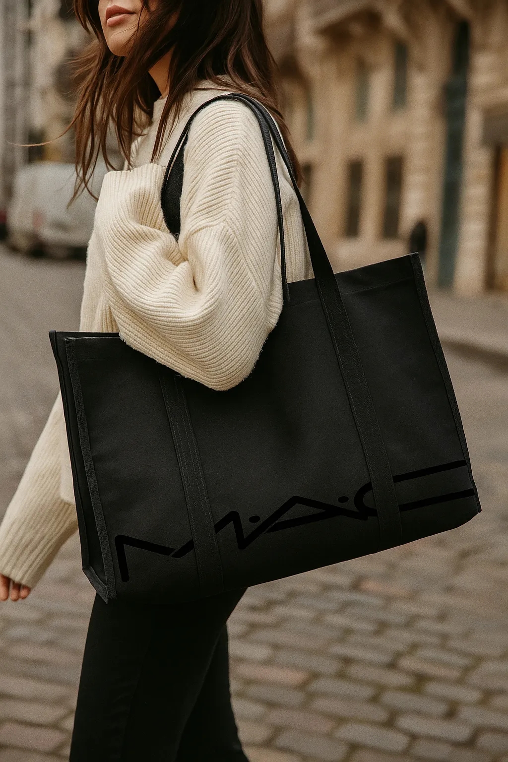 Black Canvas Wrap Around Tote 3